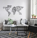 World Map - metal wall decoration 640 x 1200 mm