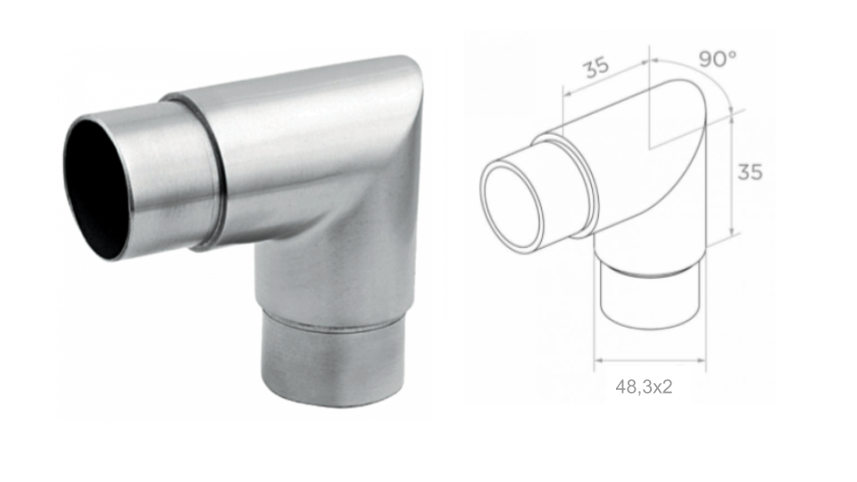 Flush angle 90 gr. h35 AISI 304, Satin