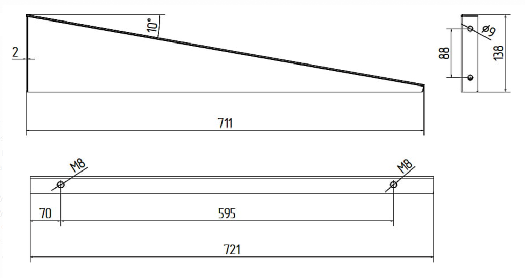 Glass canopy support, glass adaptor D30 (distance 15 mm), for glass t 8-12,76 mm RAL 9005, AISI 304