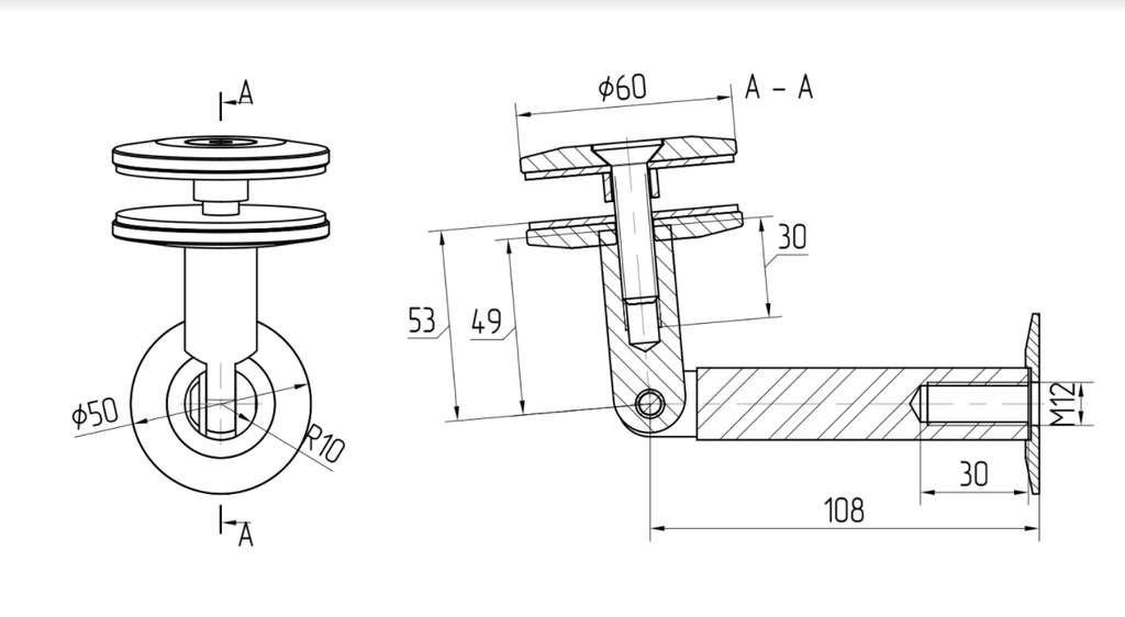 Canopy system (Heavy) D60, for glass 8-17,52mm