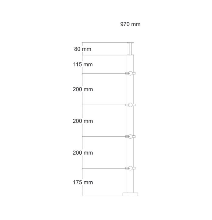 Wood Railing Post Ø42,4, H960mm.