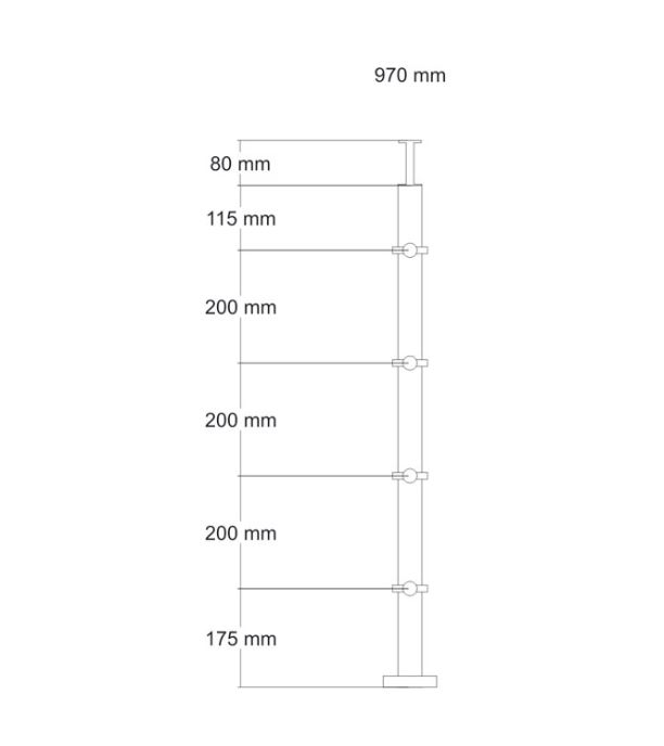 Wood Railing Post Ø42mm, H970mm ( light )