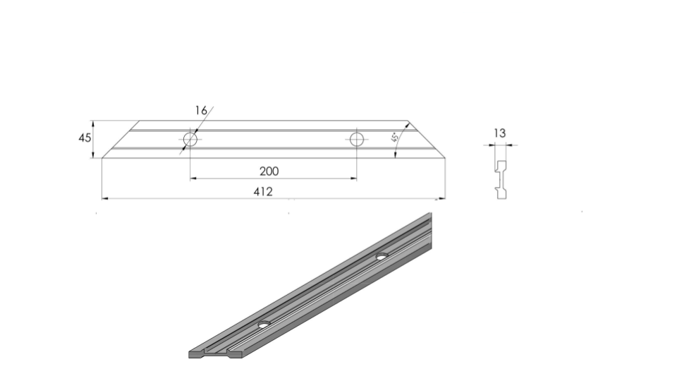 Profile plate for drainage 412x45x13 mm,