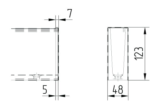 Cover for aluminium profile, AISI 304, Satin