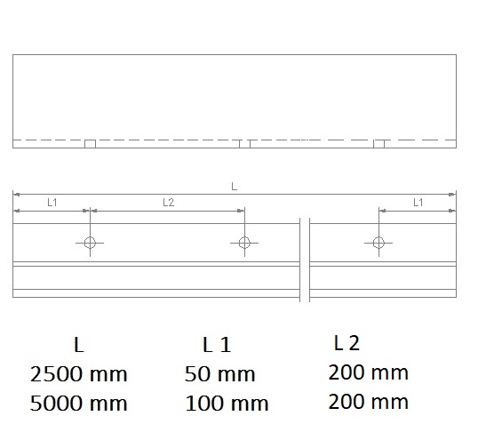 Aluminium profile, L1000mm, surface - anodised