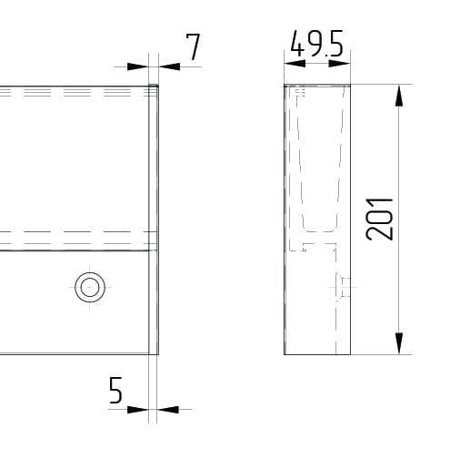 End cap for profile (right), AISI 304, Satin