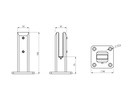 Glass holder h182 50x50mm, for t12 - 17,52mm glass, AISI 304 Satin