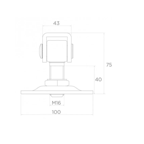 Adjustable hinge M16 100x100x4mm