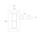 Adjustable hinge with ball M18 16085mm