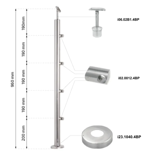 Inox statnis 42,4 H960 AISI 304 