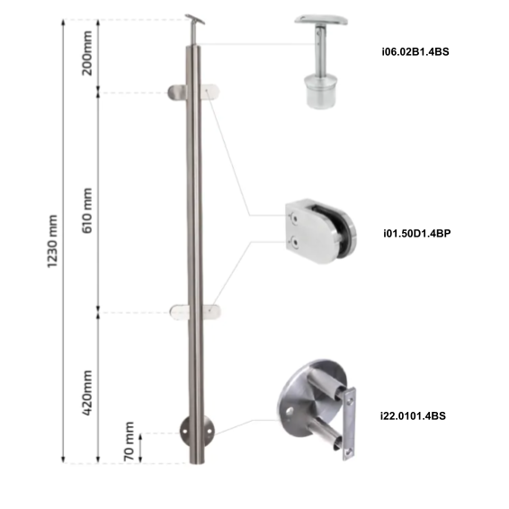 Inox Post 42,4 H1230 AISI 304