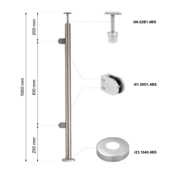 Inox Post 42,4 H1130 AISI 304