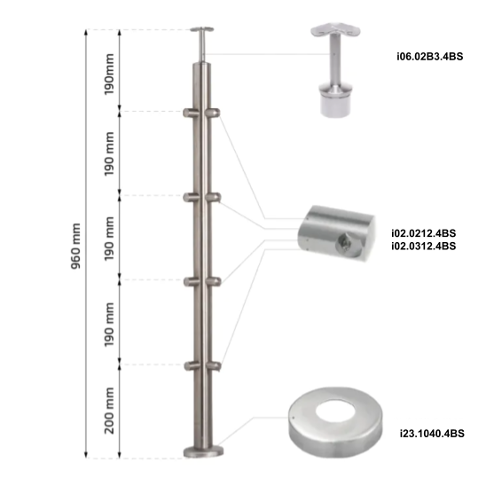 Inox Post 42,4 H960 AISI 304