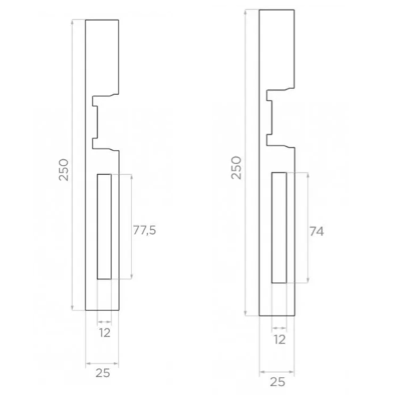 Mounting plate for electric trigger h250mm