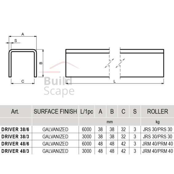 DRIVER - "U" profile guide