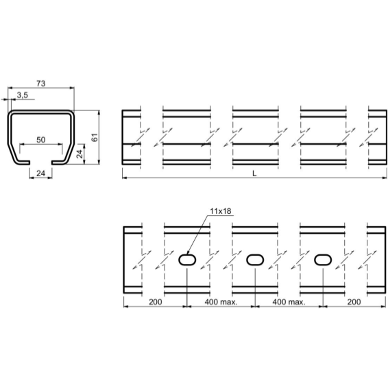 STAGE MB "C" profile - ungalvanized