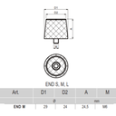 END M - rubber end stop with screw