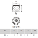 END L - rubber end stop with screw