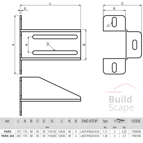 PARK - end stop bracket