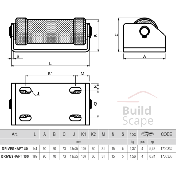 DRIVESHAFT - support roller