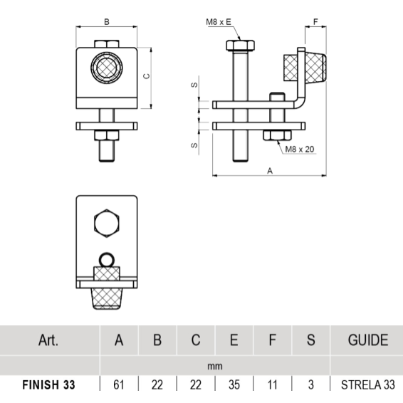 FINISH - internal end stop