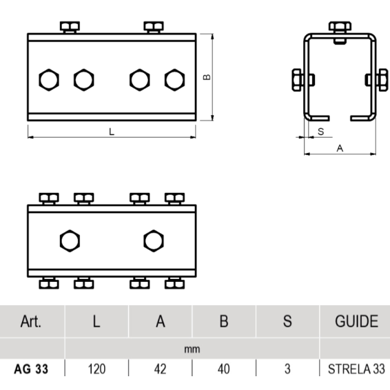 "C" profile guide joint bracket