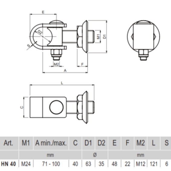 "C" clamp hinge, for steel column