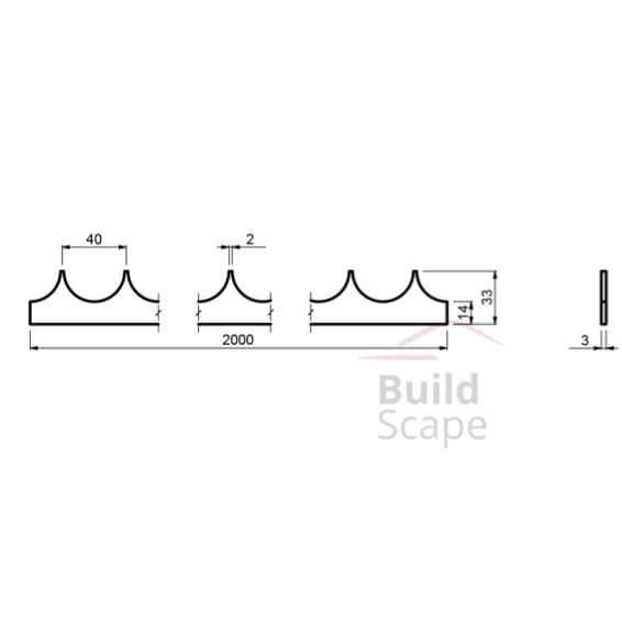 Safety profile L2000 x 3 x 33mm