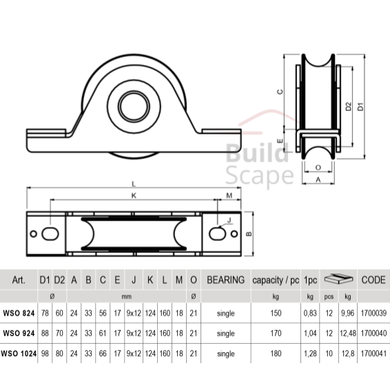 "O" wheel bearing, internal support (WSO)