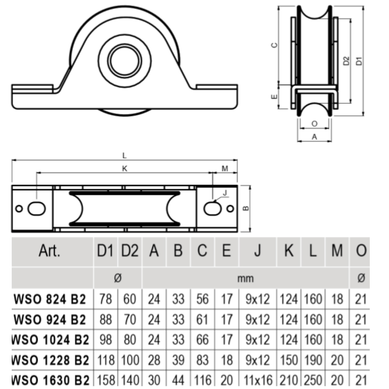 &quot;O&quot; wheel bearing, internal support (WSO B2)