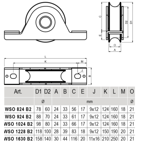 "O" wheel bearing, internal support (WSO B2)