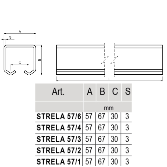 "C" profile guide (STRELA 57)