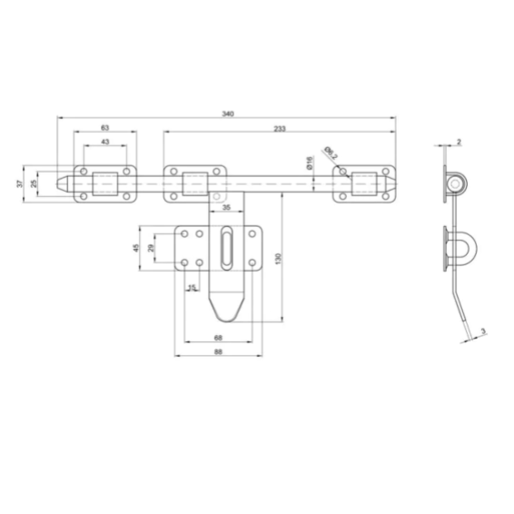 Gate arrow, galvanized d16xL340mm