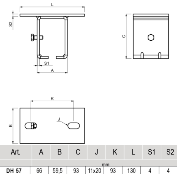 Adjustable ceiling support bracket (DH 57)