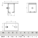 Adjustable ceiling support bracket (DH 57)