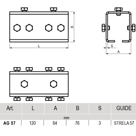 "C" profile guide joint bracket (AG 57)