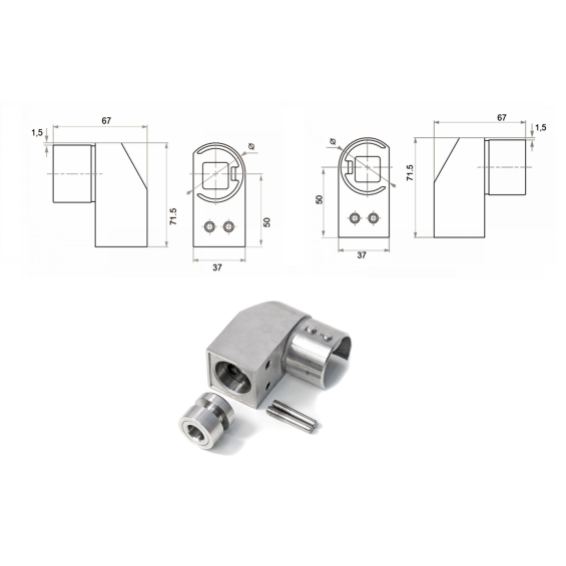 French balcony Kit ( Portfenetr ), linear D42,4mm AISI 304