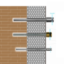 French balcony holder D30mm and rod 16x320mm, AISI 304 SATIN