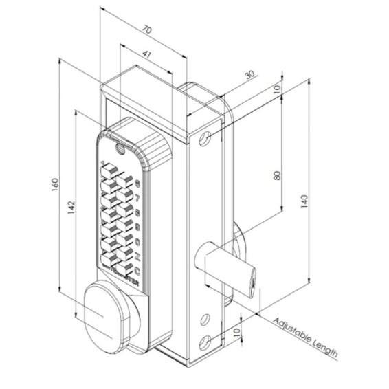 Gatemaster Superlock for profile 40-60 mm - one-sided encrypted left