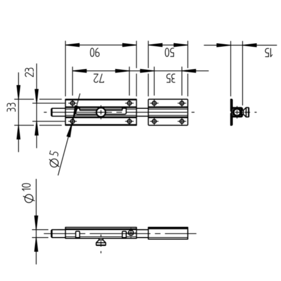 Gate arrow, L=90mm + 50mm, galvanized