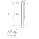 Glass holder H400mm, 40x40mm, for t8-17,52mm glass, AISI 304 Satin