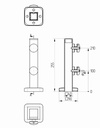 Glass holder H255mm, 40x40mm, for t8-17,52mm glass, AISI 304 Satin