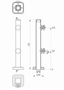 Glass holder H405mm, 40x40mm, for t8-17,52mm glass, AISI 304, Satin