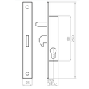 Lock for sliding gate H250 L25 mm