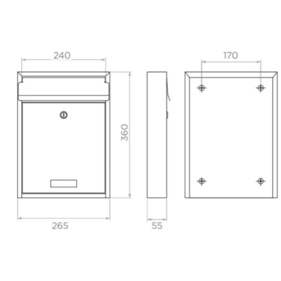 Mailbox 265 x 360 x 55 mm, graphite