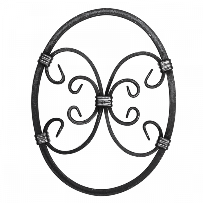 Forged steel rosette 12x12/12x6 mm H320 x L250 mm
