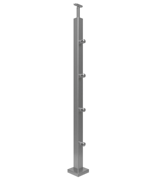 Nerūsējošā tērauda statnis 40x40mm ar grīdas stiprinājumu L1000mm, AISI 304