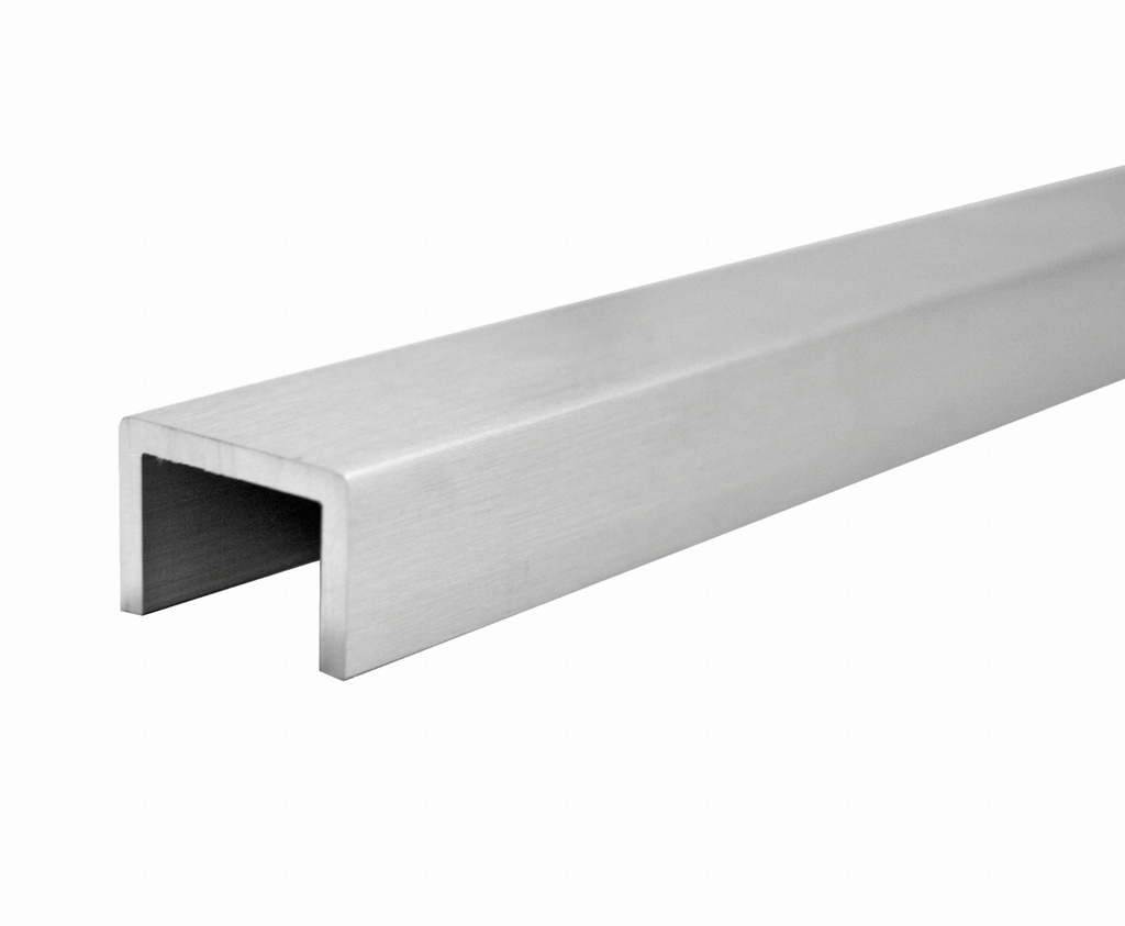 Aluminum U profile for glass 12.76mm SATIN-Elox 3m