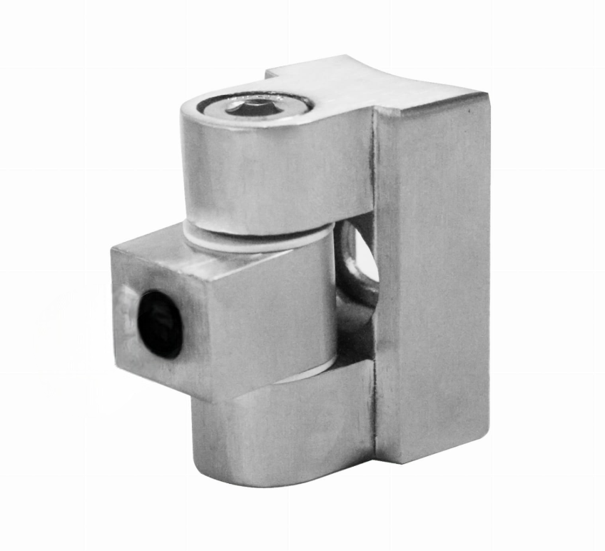 Eņģe 180° stikla saspiedējiem, AISI 304, uz d42,4 vismu