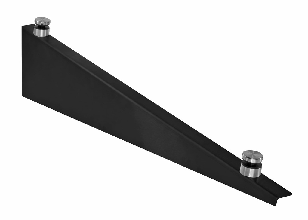 Stikla nojumes balsts (2 stiprinājumi), stikla turētājs d30mm, stiklam t 8-12,76 mm (krāsots RAL9005 AISI 304)